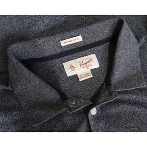 Penguin Logo Gray Golf Polo Shirt Sz XL (L)‎ Heritage Slim Fit Munsingwear